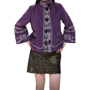 【二手精品9.9新】香奈兒 (Chanel) 帶有波希米亞民族風 (Boho Folk Style) 設計毛呢短款外套（肩38胸49長56袖長51）編號S572
