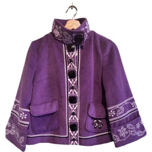 【二手精品9.9新】香奈兒 (Chanel) 帶有波希米亞民族風 (Boho Folk Style) 設計毛呢短款外套（肩38胸49長56袖長51）編號S572