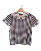 【二手精品9.9新】香奈兒 (Chanel) 精品系列（CHANEL Boutique）古著（Vintage）黑白細小方格（Gingham）短袖上衣（肩36胸40(彈性)長49）編號S573