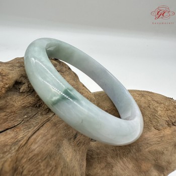 【肌容雪】天然緬甸A貨紫底飄花翡翠平安鐲 編號05(鐲圍57mm#18號)