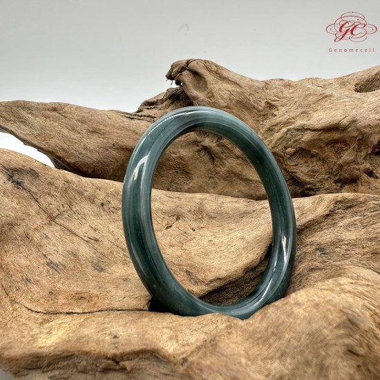 【肌容雪】天然緬甸A貨孔雀藍翡翠美人條手鐲 編號197(鐲圍57.0mm#18號)