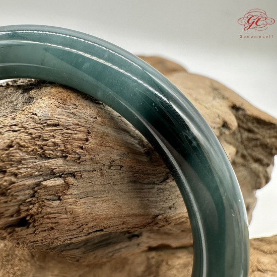 【肌容雪】天然緬甸A貨孔雀藍翡翠美人條手鐲 編號197(鐲圍57.0mm#18號)