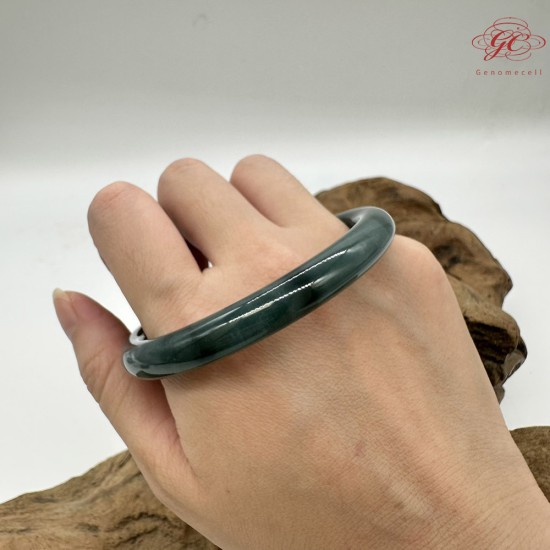 【肌容雪】天然緬甸A貨孔雀藍翡翠美人條手鐲 編號197(鐲圍57.0mm#18號)