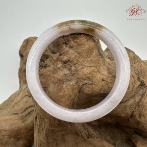 【肌容雪】天然緬甸A貨粉春撒金翡翠平安鐲 編號206(鐲圍54.7mm#17號)