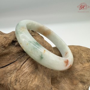 【肌容雪】天然緬甸A貨綠冰飄花紅翡翠正圈手鐲 編號254(鐲圍55.2mm#17.5號)