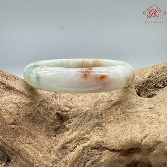 【肌容雪】天然緬甸A貨綠冰飄花紅翡翠正圈手鐲 編號254(鐲圍55.2mm#17.5號)