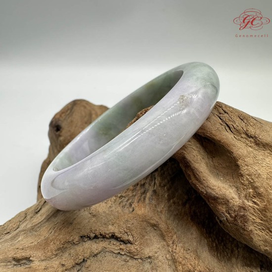 【肌容雪】天然緬甸A貨春帶彩翡翠雙面飄花平安鐲 編號289(鐲圍55.9mm#17.5號)