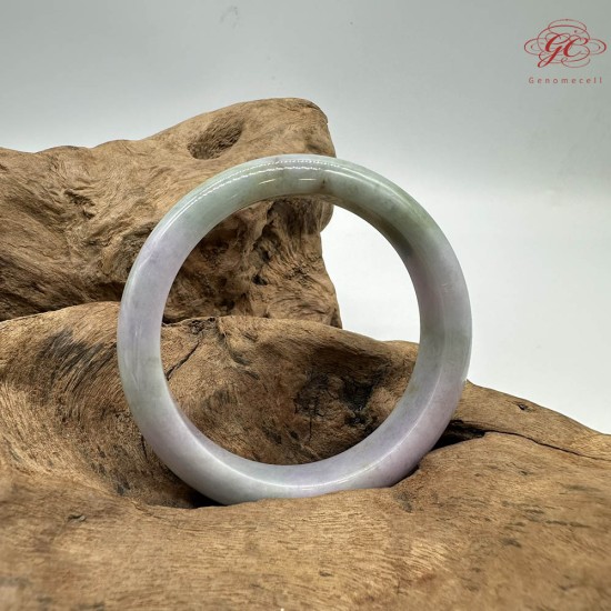 【肌容雪】天然緬甸A貨春帶彩翡翠雙面飄花平安鐲 編號289(鐲圍55.9mm#17.5號)