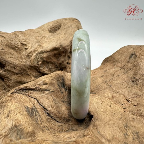 【肌容雪】天然緬甸A貨春帶彩翡翠雙面飄花平安鐲 編號289(鐲圍55.9mm#17.5號)