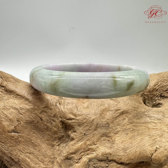 【肌容雪】天然緬甸A貨春帶彩翡翠雙面飄花平安鐲 編號289(鐲圍55.9mm#17.5號)