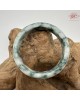 【肌容雪】天然緬甸A貨翡翠白底飄花平安鐲 編號363(鐲圍57.3mm#18號)