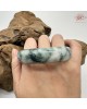【肌容雪】天然緬甸A貨翡翠白底飄花平安鐲 編號363(鐲圍57.3mm#18號)