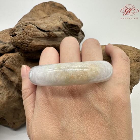 【肌容雪】天然緬甸A貨冰紫灑金翡翠平安鐲 編號364(鐲圍54.5mm#17號)