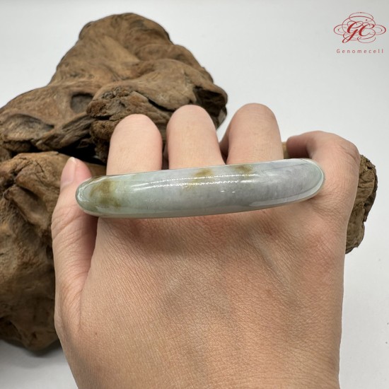 【肌容雪】天然緬甸A貨冰福祿壽春彩翡翠平安鐲 編號371(鐲圍62.5mm#20號)