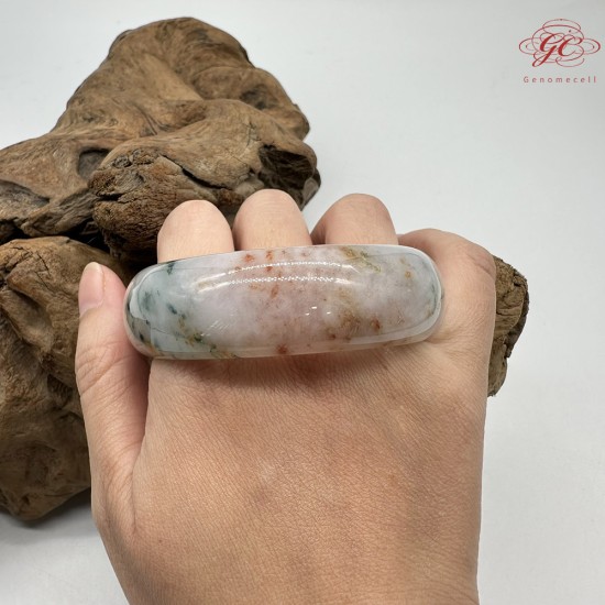 【肌容雪】天然緬甸A貨冰福祿壽喜翡翠平安鐲 編號377(鐲圍60.6mm#19號)