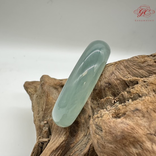 【肌容雪】天然緬甸A貨藍水翡翠平安鐲 編號379(鐲圍54.8mm#17號)