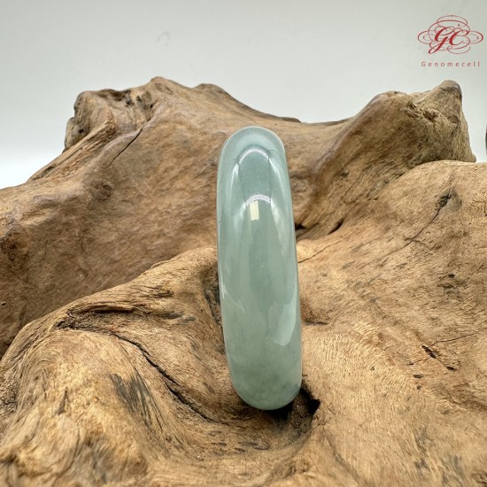 【肌容雪】天然緬甸A貨藍水翡翠平安鐲 編號379(鐲圍54.8mm#17號)