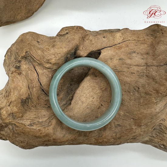 【肌容雪】天然緬甸A貨藍水翡翠平安鐲 編號379(鐲圍54.8mm#17號)