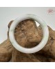【肌容雪】天然緬甸A貨白底飄花翡翠平安鐲 編號383(鐲圍56.1mm#17.5號)