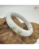 【肌容雪】天然緬甸A貨白底飄花翡翠平安鐲 編號383(鐲圍56.1mm#17.5號)
