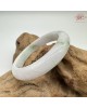 【肌容雪】天然緬甸A貨白底飄花翡翠平安鐲 編號383(鐲圍56.1mm#17.5號)