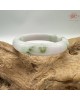 【肌容雪】天然緬甸A貨白底飄花翡翠平安鐲 編號383(鐲圍56.1mm#17.5號)