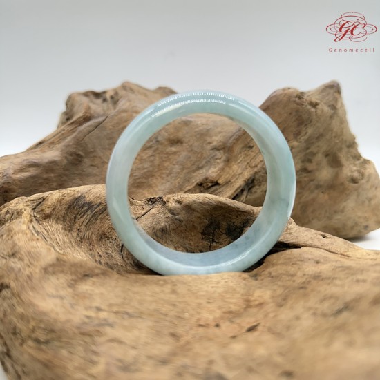 【肌容雪】天然緬甸A貨正冰海藍翡翠平安鐲 編號384(鐲圍56.1mm#17.5號)