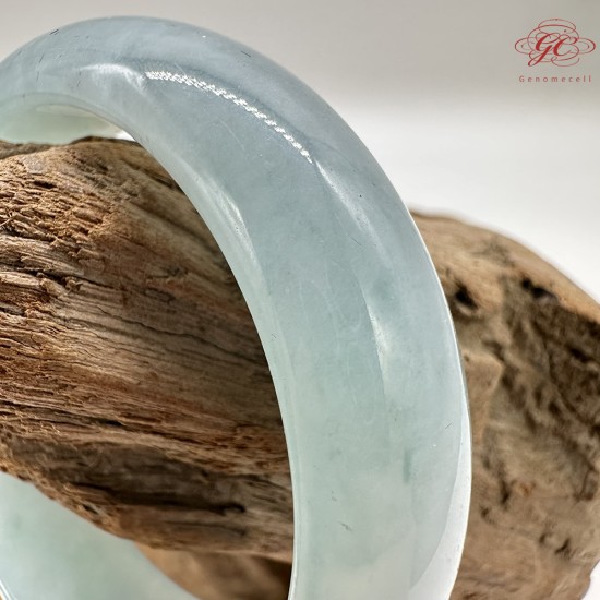 【肌容雪】天然緬甸A貨正冰海藍翡翠平安鐲 編號384(鐲圍56.1mm#17.5號)