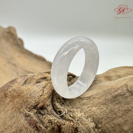 【肌容雪】天然緬甸A貨白月光翡翠戒圈 編號385(戒圍15.9mm#9號)