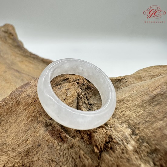 【肌容雪】天然緬甸A貨白月光翡翠戒圈 編號385(戒圍15.9mm#9號)