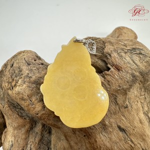 【肌容雪】天然緬甸A貨黃翡蓮花觀音吊墜 編號387