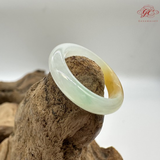 【肌容雪】天然緬甸A貨淡綠黃翡翠戒圈 編號388(戒圍18.0mm#13號)