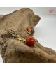【肌容雪】天然緬甸A貨紅翡圓珠型耳針 編號392