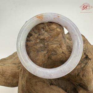 【肌容雪】天然緬甸A貨粉春灑金圓條手鐲 編號396(鐲圍55.7mm#17.5號)
