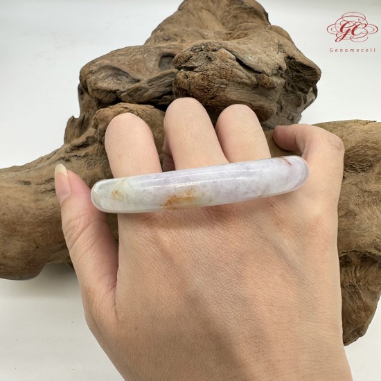 【肌容雪】天然緬甸A貨粉春灑金圓條手鐲 編號396(鐲圍55.7mm#17.5號)