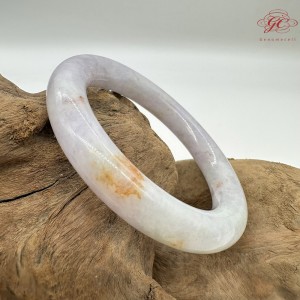 【肌容雪】天然緬甸A貨粉春灑金圓條手鐲 編號396(鐲圍55.7mm#17.5號)