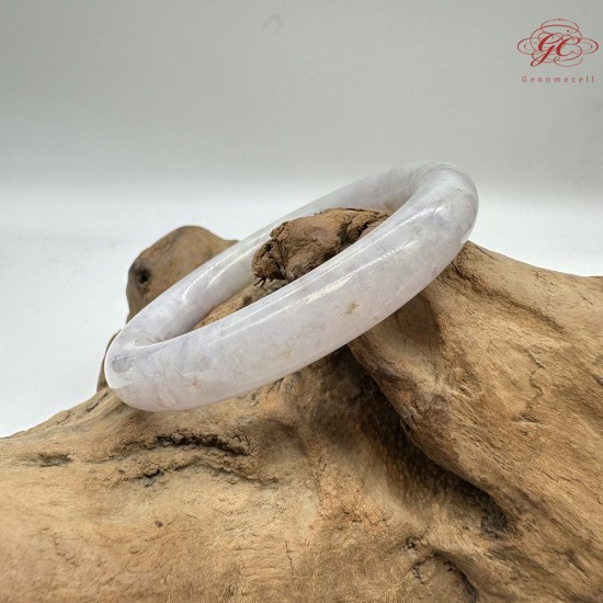 【肌容雪】天然緬甸A貨粉春灑金圓條手鐲 編號396(鐲圍55.7mm#17.5號)