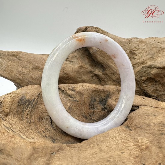【肌容雪】天然緬甸A貨粉春灑金圓條手鐲 編號396(鐲圍55.7mm#17.5號)
