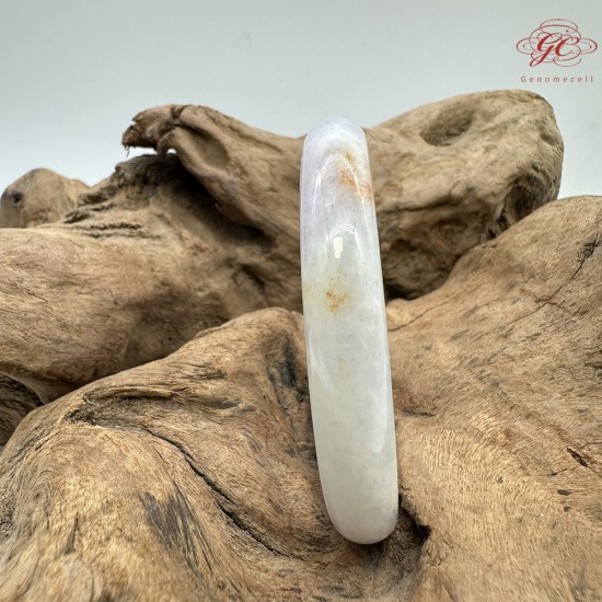 【肌容雪】天然緬甸A貨粉春灑金圓條手鐲 編號396(鐲圍55.7mm#17.5號)