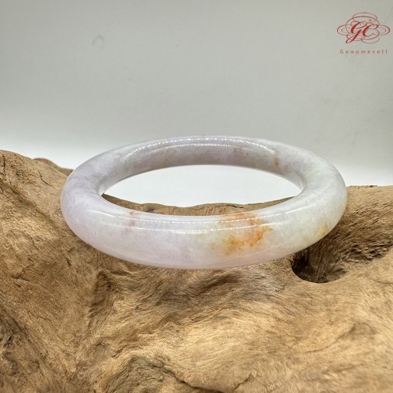 【肌容雪】天然緬甸A貨粉春灑金圓條手鐲 編號396(鐲圍55.7mm#17.5號)