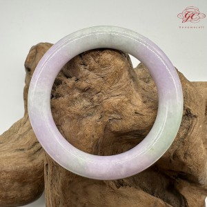 【肌容雪】天然緬甸A貨春帶彩翡翠圓條手鐲 編號406(鐲圍55.2mm#17.5號)