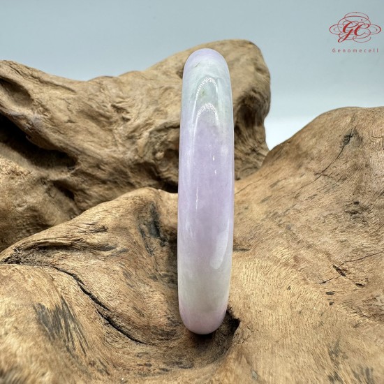 【肌容雪】天然緬甸A貨春帶彩翡翠圓條手鐲 編號406(鐲圍55.2mm#17.5號)