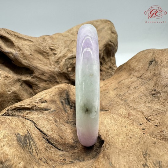 【肌容雪】天然緬甸A貨春帶彩翡翠圓條手鐲 編號406(鐲圍55.2mm#17.5號)