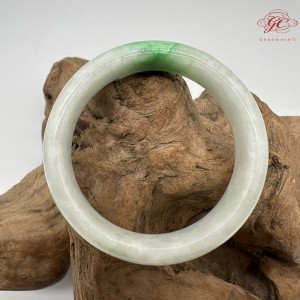 【肌容雪】天然緬甸A貨白底青翡翠正圈手鐲 編號410(鐲圍58.4mm#18.5號)