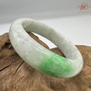 【肌容雪】天然緬甸A貨白底青翡翠正圈手鐲 編號410(鐲圍58.4mm#18.5號)