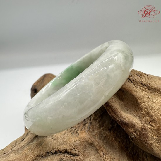 【肌容雪】天然緬甸A貨白底青翡翠正圈手鐲 編號410(鐲圍58.4mm#18.5號)