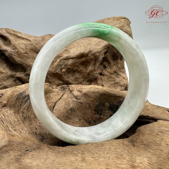 【肌容雪】天然緬甸A貨白底青翡翠正圈手鐲 編號410(鐲圍58.4mm#18.5號)