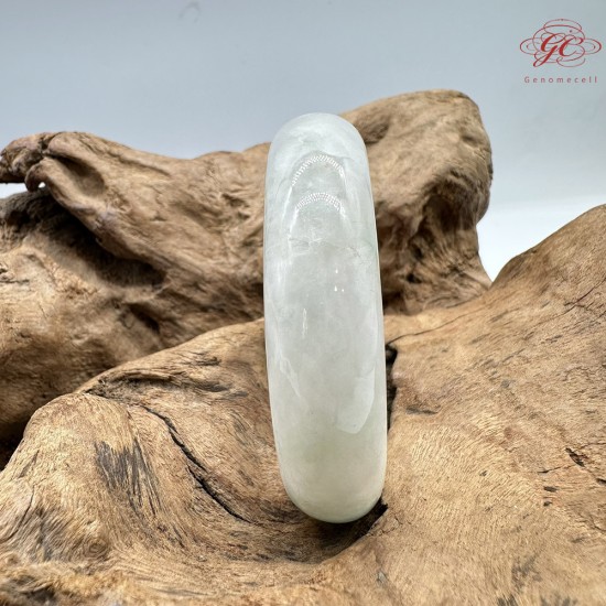 【肌容雪】天然緬甸A貨白底青翡翠正圈手鐲 編號410(鐲圍58.4mm#18.5號)
