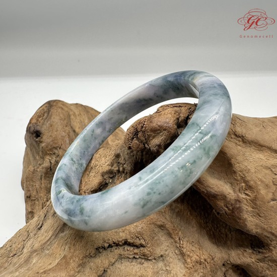 【肌容雪】天然緬甸A貨藍紫飄花翡翠正圈手鐲 編號413(鐲圍58.6mm#18.5號)