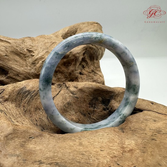 【肌容雪】天然緬甸A貨藍紫飄花翡翠正圈手鐲 編號413(鐲圍58.6mm#18.5號)